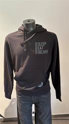 Hoodie - Schwarz mit Print in Dunkelgrau