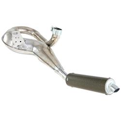 Rennauspuff SIMONINI, Stahl chrom, Dämpfer: Carbon/Polyamid Farbe (ESD): carbon für Vespa 125 GT/GTR/TS/150 GL/Sprint/V/PX80-150/PE/Lusso/Cosa 1