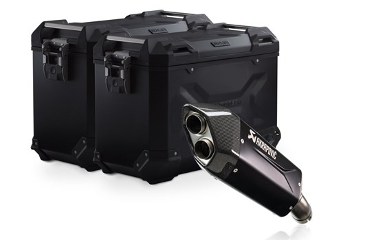 TRAX ADV Alukoffer-System + Akrapovic. Schwarz. 45/45 l. BMW R 1300 GS Adv. (24-). - Bild 1