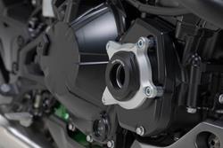 Motorgehäusedeckel-Schutz. Schwarz/Silbern. Kawasaki Z900-Modelle (16-).