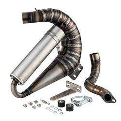 Rennauspuff EGIG Performance UNISEX CURLY, Stahl unlackiert, Dämpfer: Aluminium Farbe (ESD): silber für Vespa 90/R/SS/100/125 VMA1T