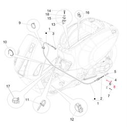 Schelle Bremszug, hinten, PIAGGIO für Vespa Primavera/Sprint 125-150ccm i.e. 3V 4T AC