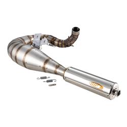 Rennauspuff SIP DSE, Edelstahl unlackiert, Dämpfer: Edelstahl Farbe (ESD): silber für Vespa 200 Rally/P200E/PX200 E/Lusso/'98/MY/Cosa 1 200