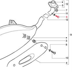 Schraube Auspuff/Krümmer M10x7,5x1 mm, Sechskant, PIAGGIO für Vespa ET4/LX/LXV/S/GT/GT L 50-200ccm