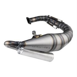 Rennauspuff QUATTRINI M1L, Stahl klarlackiert, Dämpfer: Aluminium Farbe (ESD): silber für Vespa 90/R/SS/100/125/PV/ET3