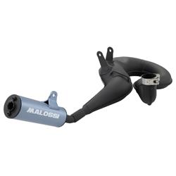Rennauspuff MALOSSI Power Exhaust Black Sound 3218742, Stahl schwarz, Dämpfer: Aluminium Farbe (ESD): graublau für Vespa 200 Rally/P200E/PX200 E/Lusso/'98/MY