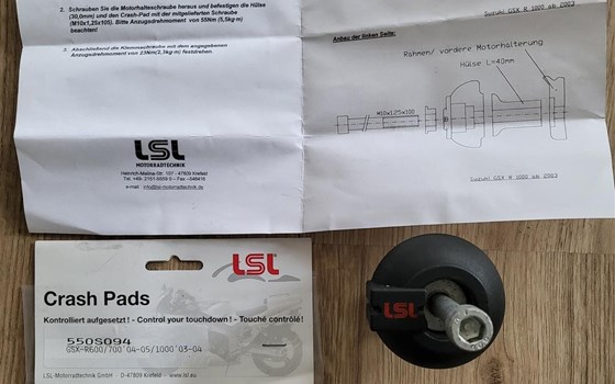 Schwarze Sturzpads/Crashpads von LSL (550S094) zur Montage am Rahmen inkl. Montagekit - Bild 1