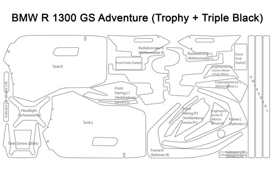 Lackschutzfolien Komplett-Set PremiumShield R 1300 GS Adventure Trophy - transparent - Glänzend - Bild 2