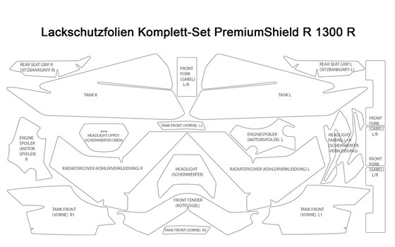 Lackschutzfolien Komplett-Set PremiumShield R 1300 R- transparent - Bild 2