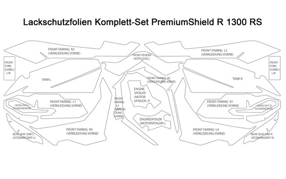 Lackschutzfolien Komplett-Set PremiumShield R 1300 RS- transparent - Bild 2