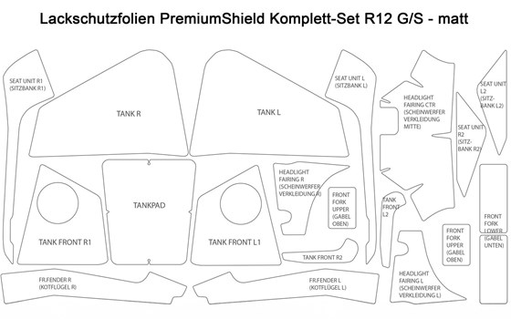 Lackschutzfolie PremiumShield BMW R 12 G/S Komplettset - - Matt - Bild 2