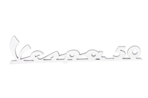 Marke: RMS Classic Artikelname: Schriftzug Vespa 50 Beinschild vorne für Vespa 50 L/R, V5A1T 500001 -> 828603
