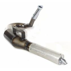 Rennauspuff SIMONINI 180°, Stahl klarlackiert, Dämpfer: Aluminium Farbe (ESD): silber für Vespa 90/R/SS/100/125/PV/ET3