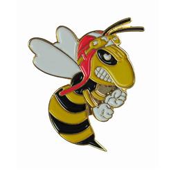 Pin mit Motiv "böse Wespe"