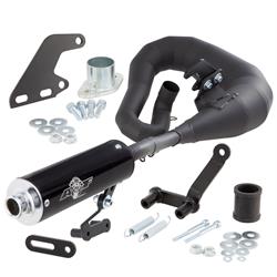 Rennauspuff AF Rayspeed NK Road, Stahl schwarz, Dämpfer: Aluminium Farbe (ESD): schwarz für Lambretta 125 LI/LIS/DL/GP/150 LI/LIS/SX/DL/GP/175 TV 2°-3°/200 TV/SX/DL/GP