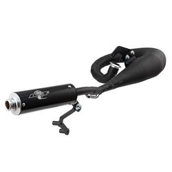 Rennauspuff AF Rayspeed Tornado, Stahl schwarz, Dämpfer: Aluminium Farbe (ESD): silber für Lambretta 125 LI/LIS/DL/GP/150 LI/LIS/SX/DL/GP/175 TV 2°-3°/200 TV/SX/DL/GP