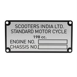 Typenschild Scooters India Ltd für Lambretta 200 GP