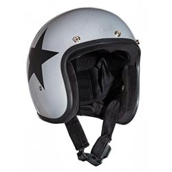 Helm BANDIT Jet Star mit schwarzem Stern, silber, Gr. M Jethelm