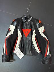 Lederjacke Giubbotto Pelle ASSEN LEATHER JACKET  N32 BLACK/WHITE/RED-FLUO 12 52 PZ