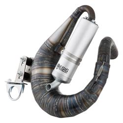 Rennauspuff EGIG Performance MAMBA, Stahl unlackiert, Dämpfer: Aluminium Farbe (ESD): silber für Vespa 90/R/SS/100/125/PV/ET3