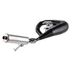 Rennauspuff JL TS1 Race, Stahl schwarz, Dämpfer: Edelstahl Farbe (ESD): silber für Lambretta 125 LI/LIS/DL/GP/150 LI/LIS/SX/DL/GP/175 TV (2°-3°)/200 TV/SX/DL/GP