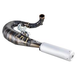 Rennauspuff SIP Performance Mustang 2.1 Silent Design by NORDSPEED, Stahl klarlackiert, Dämpfer: Aluminium Farbe (ESD): silber für Vespa 200 Rally/P200E/PX200 E/Lusso/'98/MY/Cosa 1 200