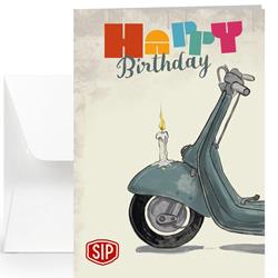 Grußkarte SIP mit Motiv Geburtstag Vespa beige-blau