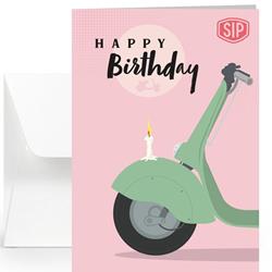 Grußkarte SIP mit Motiv Geburtstag Vespa pink-grün