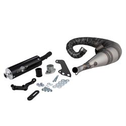 Rennauspuff AF Rayspeed Tornado, Stahl klarlackiert, Dämpfer: Aluminium Farbe (ESD): silber für Lambretta 125 LI/LIS/DL/GP/150 LI/LIS/SX/DL/GP/175 TV 2°-3°/200 TV/SX/DL/GP