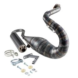 Rennauspuff VSP ROAD, Stahl klarlackiert, Dämpfer: Carbon Farbe (ESD): carbon für Vespa 90/R/SS/100/125/PV/ET3