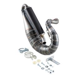 Rennauspuff JL VSP RACE, Stahl klarlackiert, Dämpfer: Carbon Farbe (ESD): carbon für Vespa 90/R/SS/100/125 VMA1T