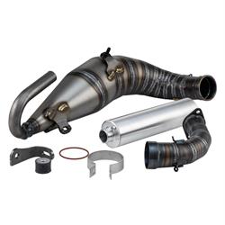 Rennauspuff QUATTRINI M3-150-S, Stahl klarlackiert, Dämpfer: Aluminium Farbe (ESD): silber für Vespa 90/R/SS/100/125/PV/ET3