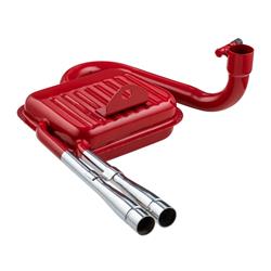 Rennauspuff SERIE PRO "Sport" Replika, Edelstahl rot, Farbe (ESD): chrom für Vespa 125 GT/GTR/TS/150 GL/Sprint/V/T4/PX125-150/PE/Lusso