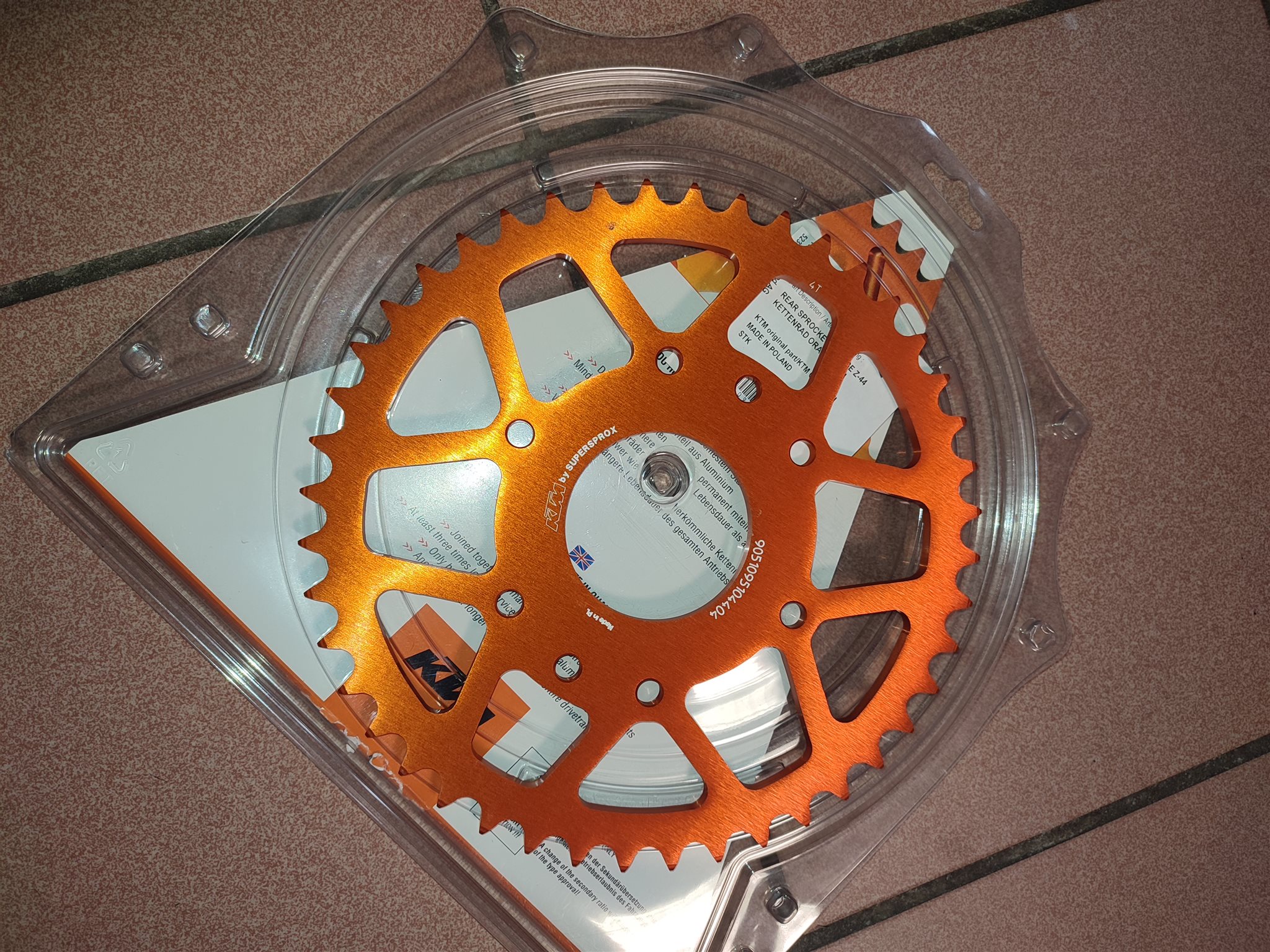 Aluminium Kettenrad orange 44 Zähne