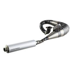 Rennauspuff SCOOTERTHEFERO MONTELLERY, Stahl unlackiert, Farbe (ESD): silber für Lambretta 125 LI/LIS/DL/GP/150 LI/LIS/SX/DL/GP/175 TV 2°-3°/200 TV/SX/DL/GP