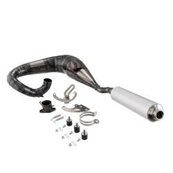 Rennauspuff SCOOTERTHEFERO MONTELLERY, Stahl unlackiert, Farbe (ESD): silber für Lambretta 125 LI/LIS/DL/GP/150 LI/LIS/SX/DL/GP/175 TV 2°-3°/200 TV/SX/DL/GP