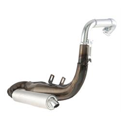 Rennauspuff SIMONINI, Stahl klarlackiert, Dämpfer: Aluminium Farbe (ESD): silber für Vespa 90/R/SS/100/125/PV/ET3