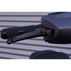 Sporthebel WUNDERKIND 2Stripes 
rechts, für Vespa GTS/GTS
Super 125/300/310ccm (`22-), 
Aluminium eloxiert, 
Homologation: mit ABE, KBA
91118, schwarz/rot, einstellbar, 
als Accessoire - sehr schön