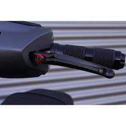 Sporthebel WUNDERKIND 2Stripes 
links, für Vespa GTS/GTS Super
125/300/310ccm (`22-), 
Aluminium eloxiert, 
Homologation: mit ABE, KBA
91118, schwarz/rot, einstellbar, 
als Accessoire - sehr schön