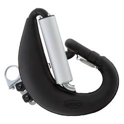 Rennauspuff VMC Tork, Stahl schwarz, Dämpfer: Aluminium Farbe (ESD): silber für Vespa 90/R/SS/100/125 VMA1T