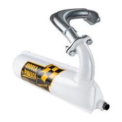 Rennauspuff PINASCO "White Edition" Banane, Material: Stahl weiß für Vespa 90/R/SS/100/125/PV/ET3