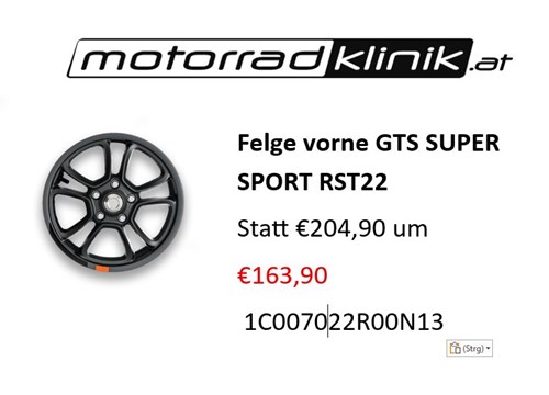 Felge vorne GTS SUPER SPORT RST22