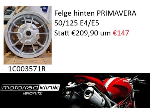 Felge hinten PRIMAVERA 50/125 e4,e5