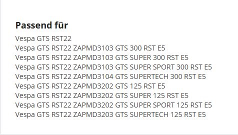 Vespa Windschirm Sport getönt für Vespa GTS RST