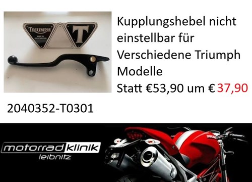 Kupplungshebel nicht einstellbar für Verschiedene Triumph Modelle siehe Beschreibung. Statt €53,90 um €37,90