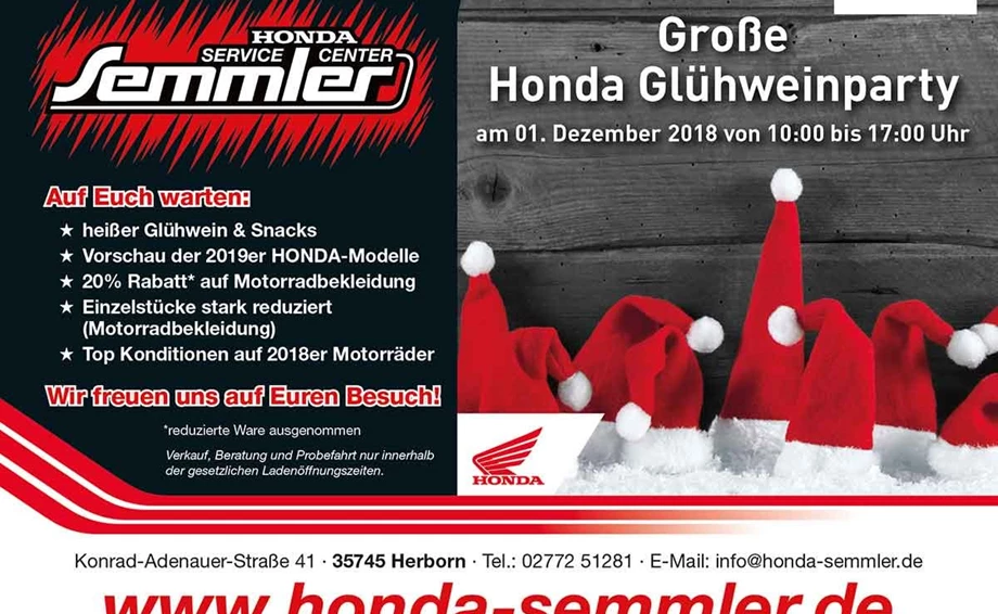 Honda Semmler - Glühweinparty 2018 Bild 1: Honda Semmler - Glühweinparty 2018