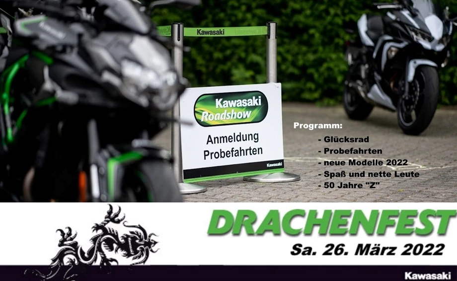 Drachenfest 2022 mit Kawasaki Roadshow Bild 1: Drachenfest 2022 mit Kawasaki Roadshow