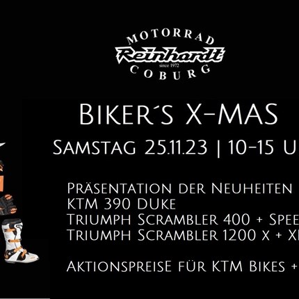 Biker´s X-Mas  Saisonsausklang mit der Präsentation der Triumph 400er und 1200er Neuheiten. 