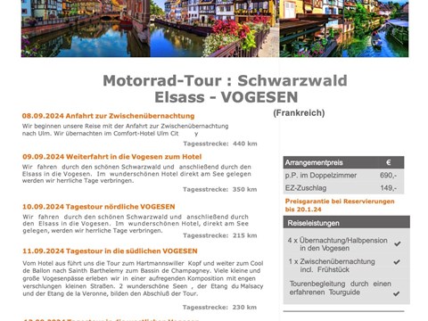 Motorradtour „ Vogesen - Elsass -Schwarzwald“