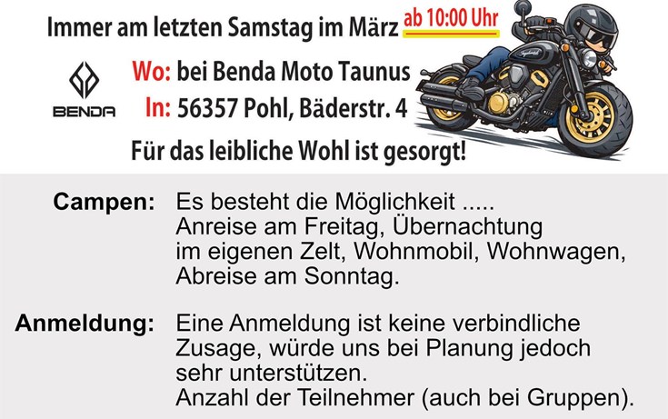 OPEN HOUSE – Saison Opening bei Benda Moto Taunus